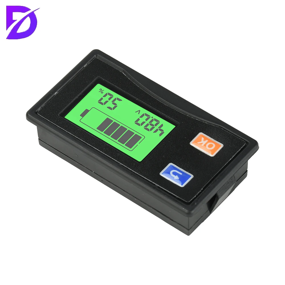 Universal LCD Digital Voltage and Battery Level Meter DC 9-120V for Multiple Battery Types with Real-Time Display