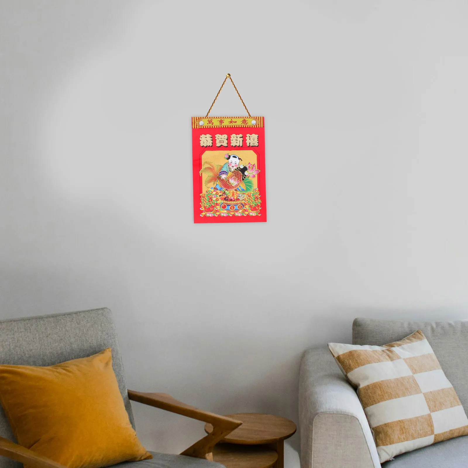 

Chinese Traditional Hanging Lunar Wall Calendar 2024 Tearable Moon Calendar Lunar Year Decor for Home Daily Use