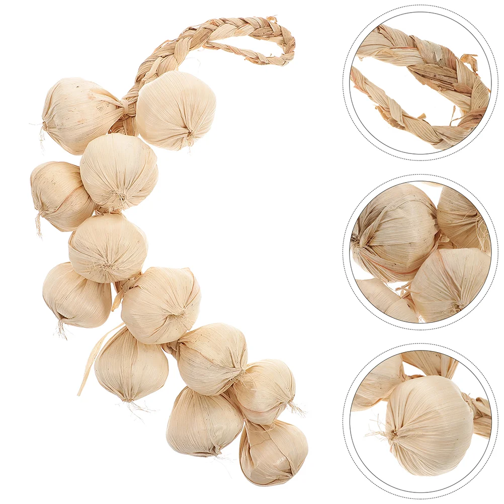 2 Pcs Simulated Garlic Hanging Skewers Halloween Fake Vegetables Decor White Photography Props Ornament Pendant Office