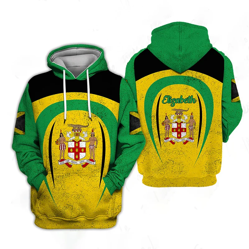 

3D The Flag Of Jamaica Printed Hoodies For Men Spiritual Totem Graphic Hooded Sweatshirts Kid Fashion Cool Pullovers Vintage Top