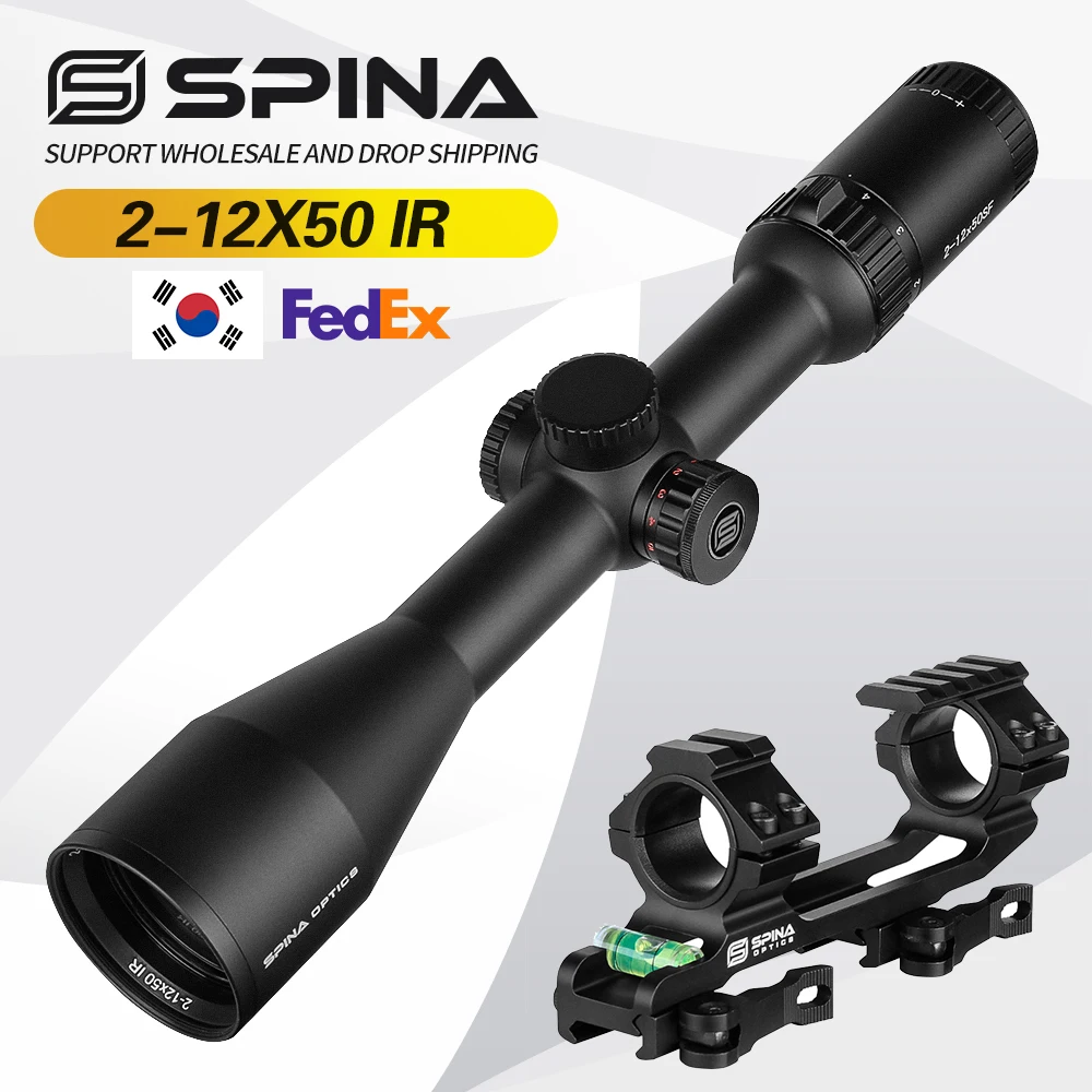 

Spina Optics HD 2-12x50 Riflescope Clear View Hunting Rifle Scope Illuminated Dot Reticle Long Eye Relief Optical Sight