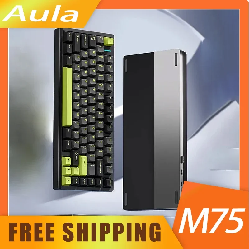 

Aula M75 Aluminium Keyboard Hot Swap Rgb Wireless Bluetooth Tri Mode Keyboard Customized Gasket Mechanical Keyboard For Gamer