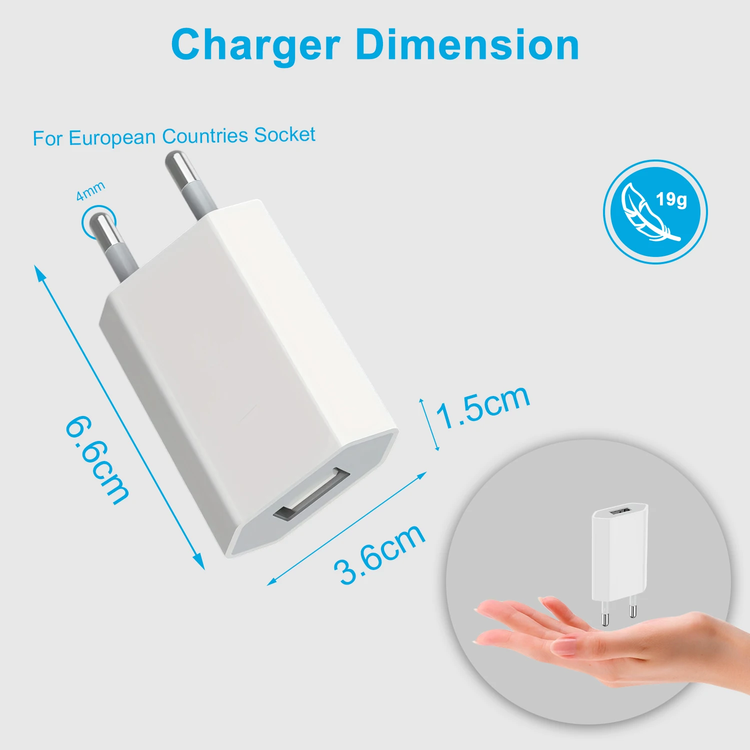 1/2/5PC 5V1A Universal USB Wall Charger with Short Circuit Protection - European Standard Plug for iPhone - náhled 3