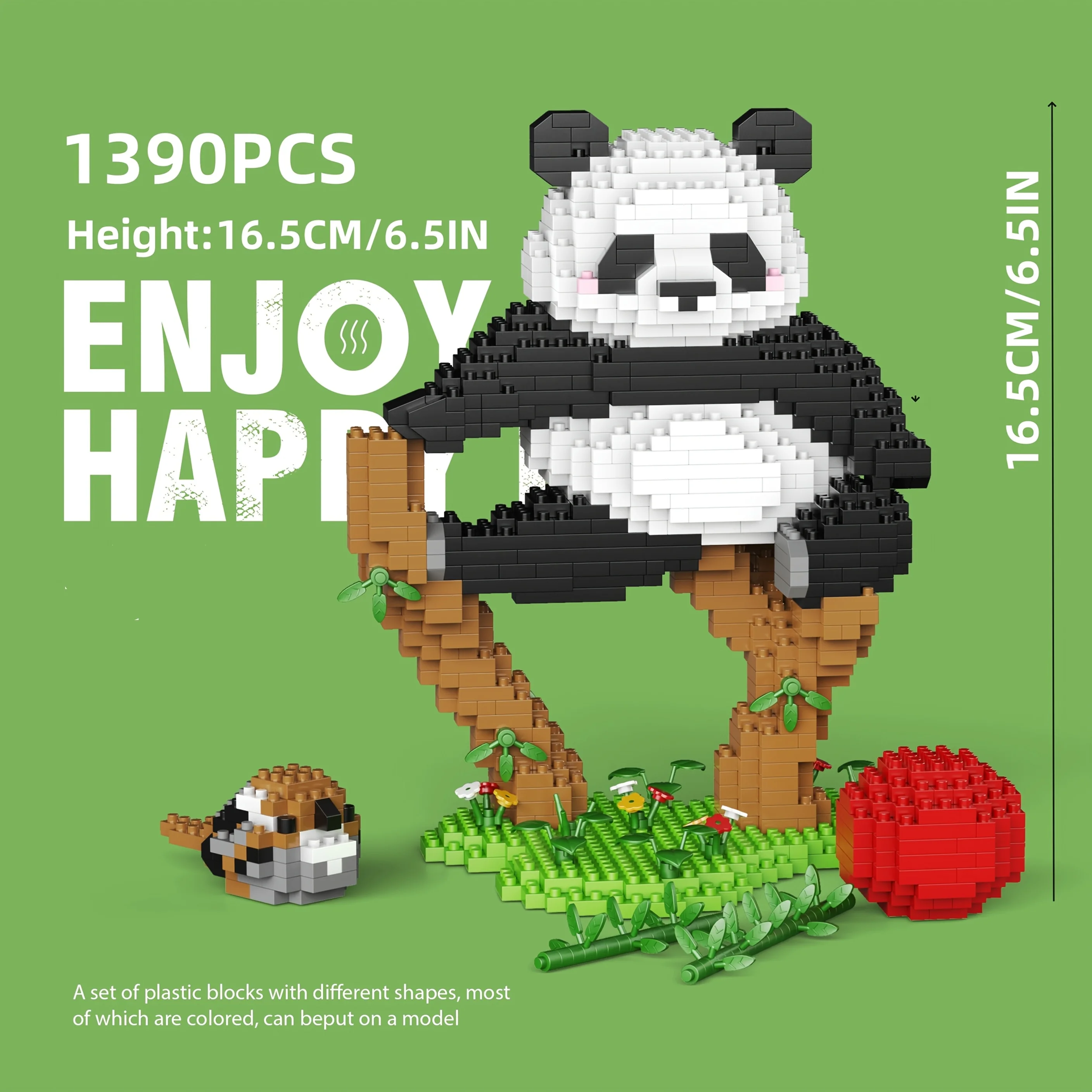 Juego de bloques de construcción de panda grande, adorables bloques de construcción de figuras de panda, juguete educativo de construcción para desarrollar habilidades prácticas