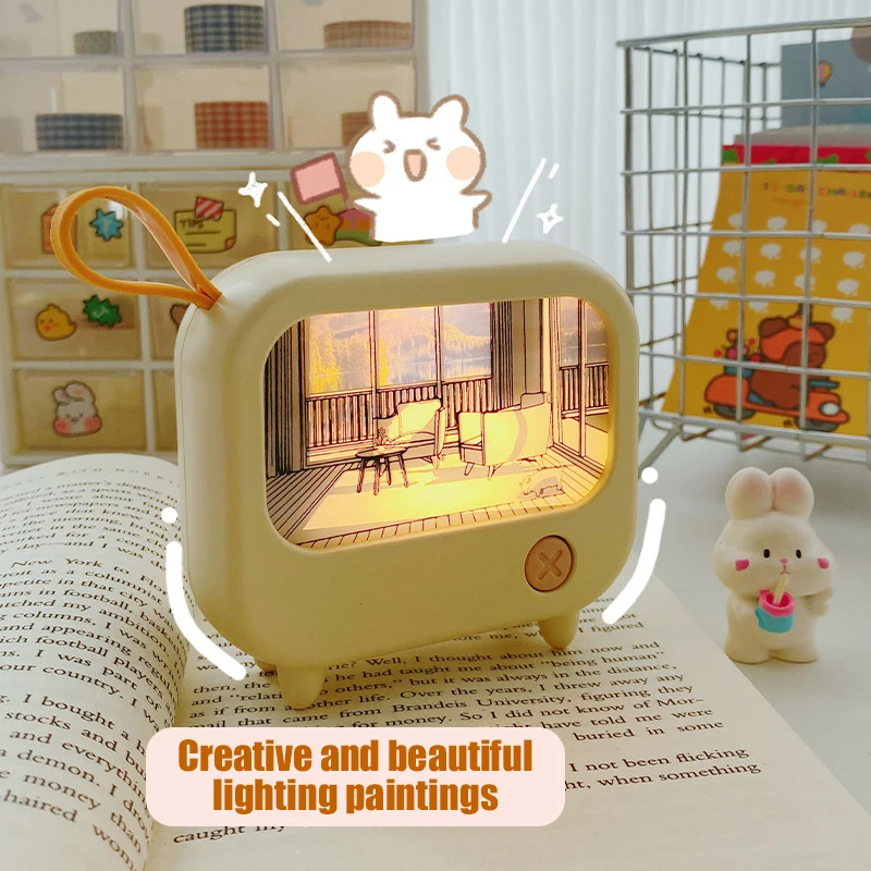 LED Rechargeable Light Painting Night Light Desktop Decoration Atmosphere Light Cute Style Suitable For Children Bedroom Dresser