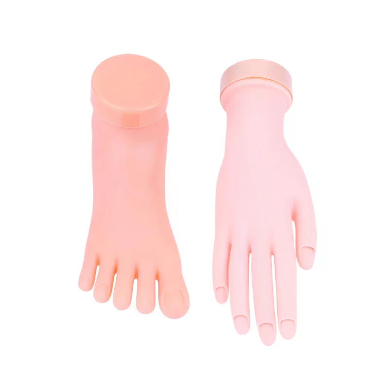 １pcs Nail Art Training Practice Hand  Silicone Fake Hand Foot for Nail Art Training Display Manicure Tool