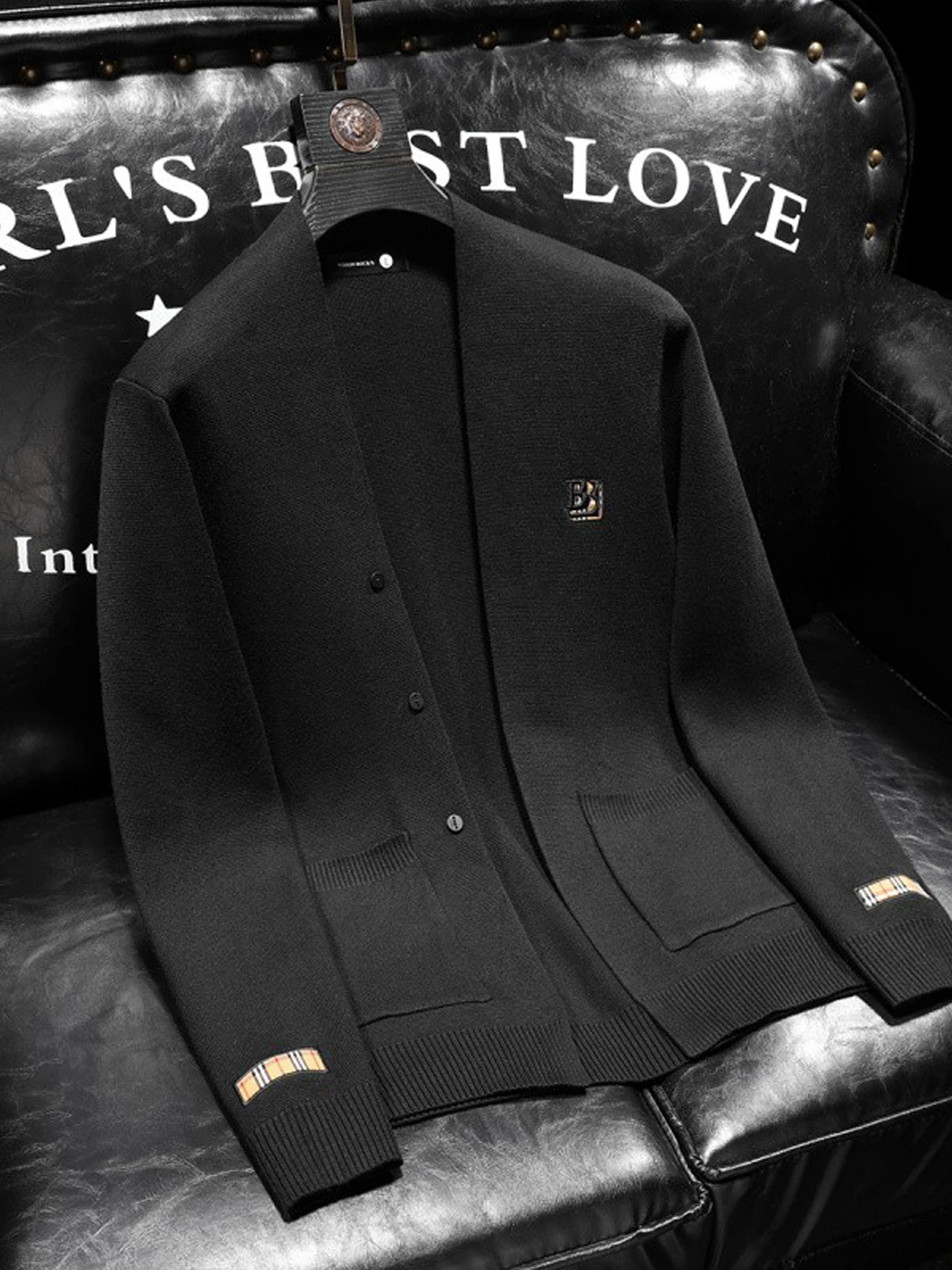 

Мужской приталенный вязаный свитер-кардиган ZhanChao в клетку, класса люкс, повседневный, с длинным рукавом, защита от катышков, на все сезоны