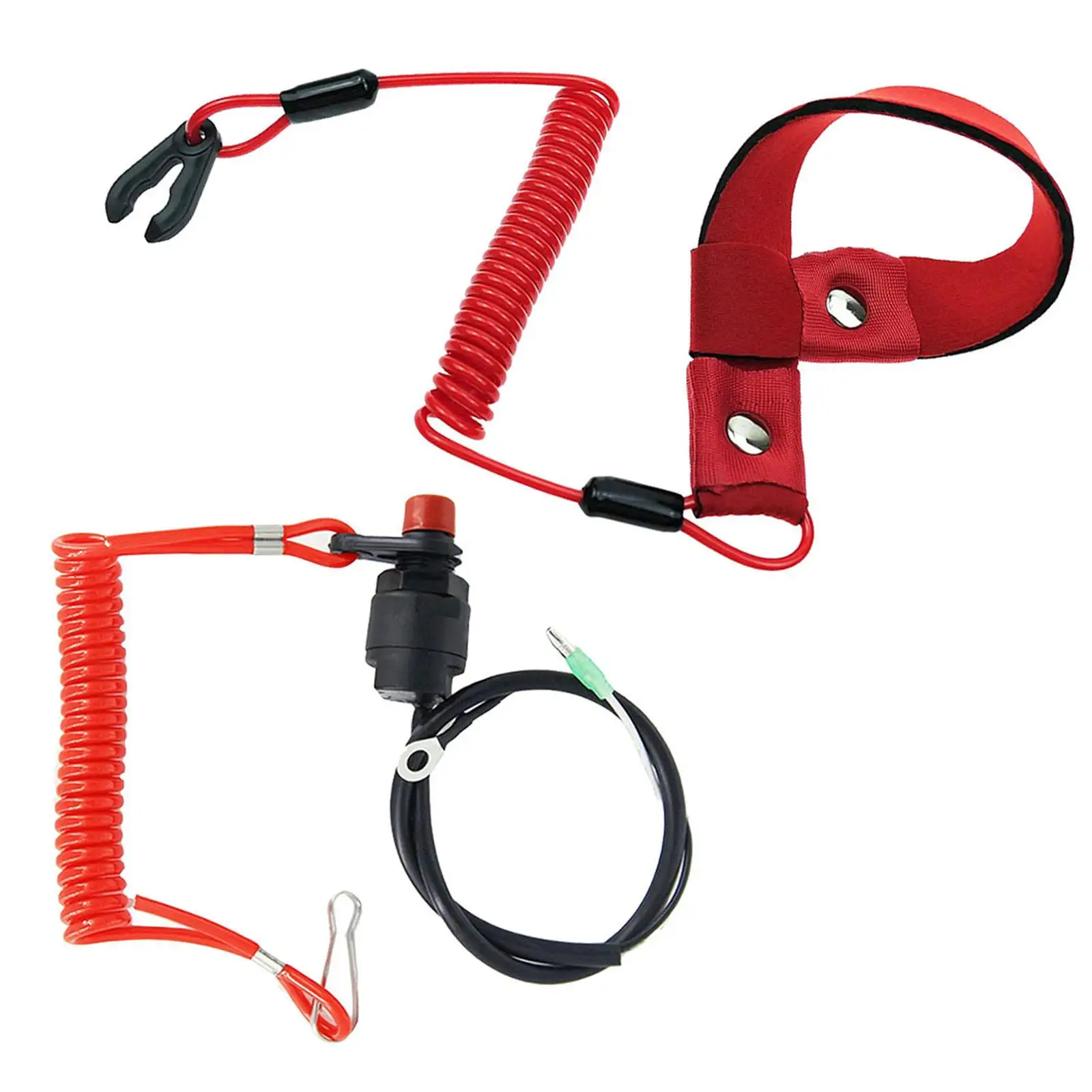 Red Plastic Kill Switch Safety Tether Lanyard for Outboard Boat Engine Stop Button Cord Speedboat Accessory Floating