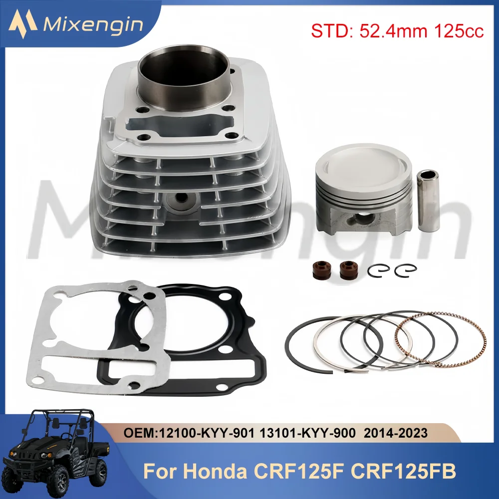 STD 52.4mm 125cc Motorcycle Engine Parts Cylinder Piston Gasket Kit For 2014-2023 Honda CRF125 CRF125F CRF125FB 12100-KYY-901