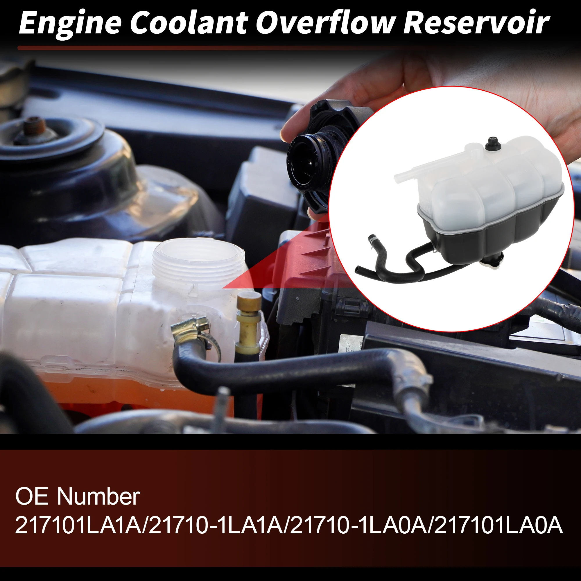 UXCELL Coolant Expansion Reservoir Tank with Hose & Cap for Infiniti QX56 QX80 Radiator Coolant Overflow Reservoir Recovery Tank