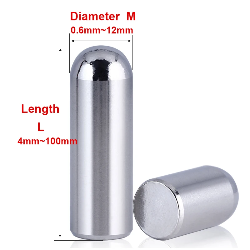 30pcs 304 Stainless Steel Round Cylindrical Pin Positioning Pin Shaft Pin Solid Thimble Optical Axis Round Bar M0.6~m3m4m12