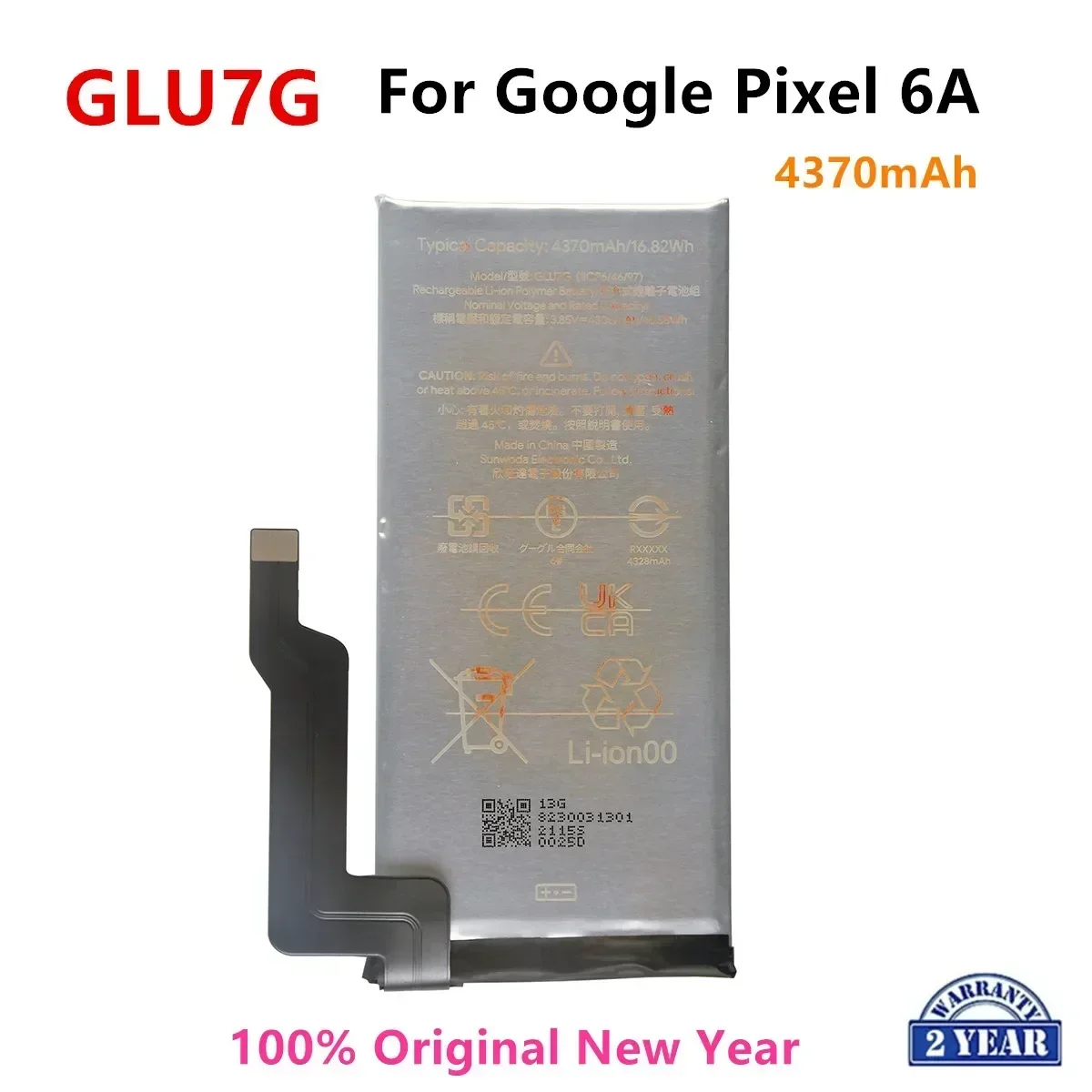 100% Orginal GLU7G 4370mAh Replacement Battery For Google Pixel 6A Pixel6 A Genuine Latest Production Phone Batteries