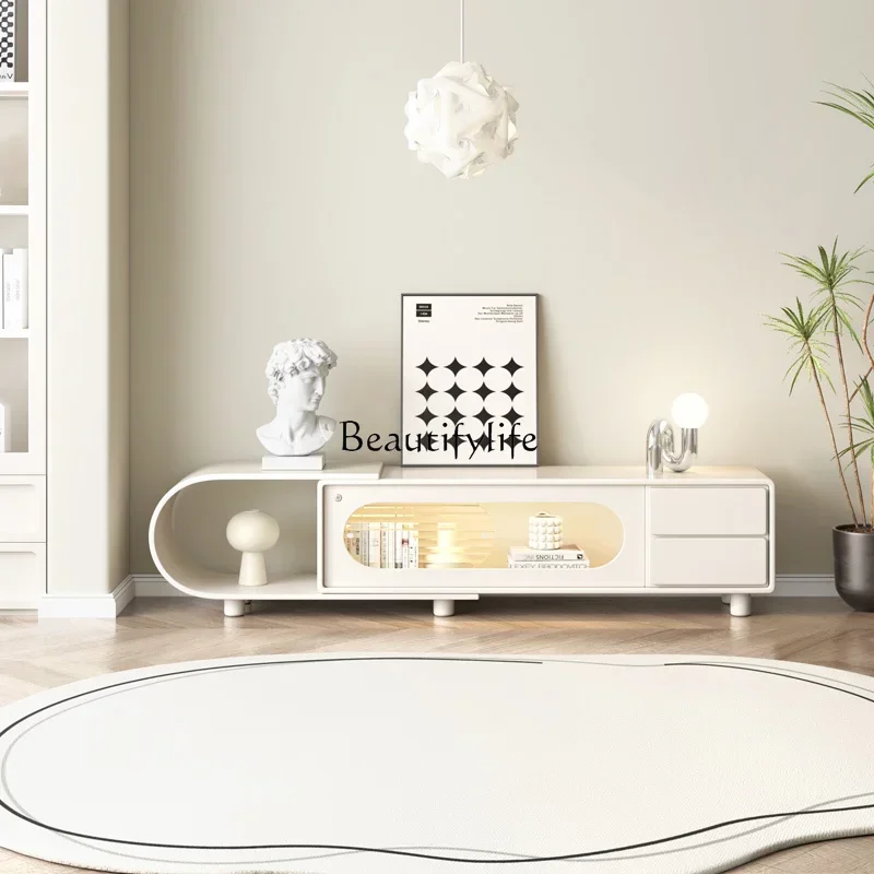

Modern simple household living room light luxury cream wind storage floor cabinet TV cabinet