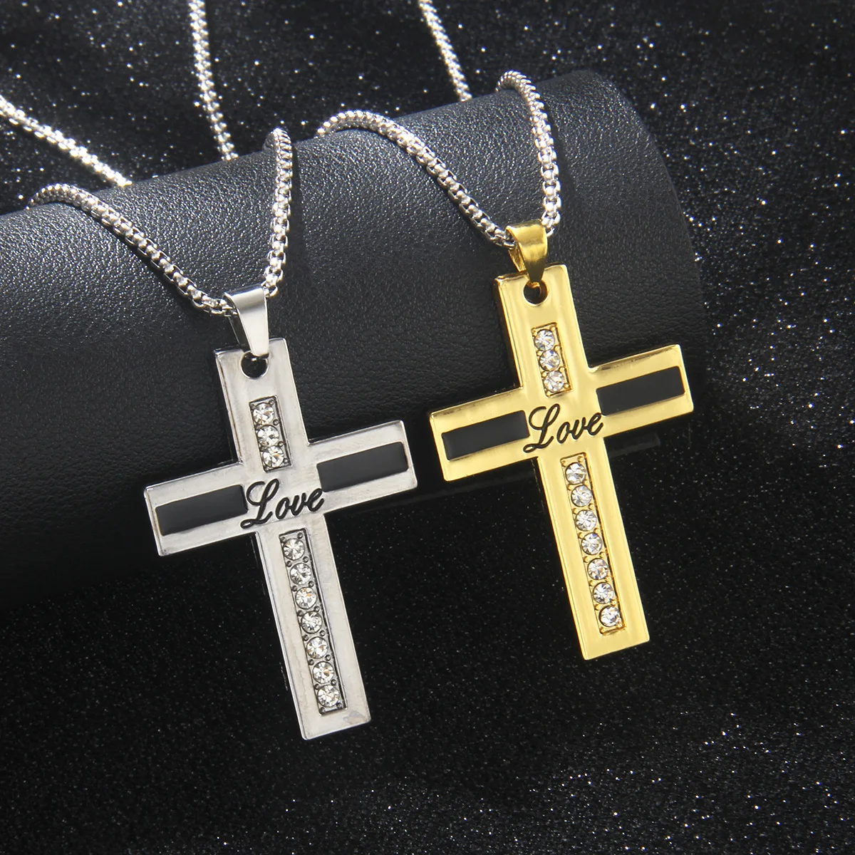 Vintage Baroque Christian Cross Necklace For Women Man Silver Color With Crystals Gothic Crucifix Symbol Easter Unisex Jewelry