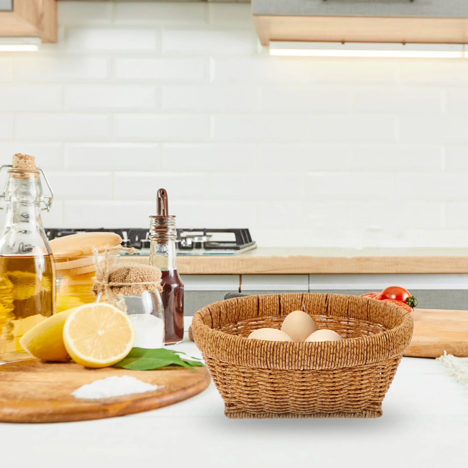 

Rattan Fruit Basket Woven Storage Medium Kitchen Food Container Home Snacks Tray Party Veggies Bread Restaurant ganizer