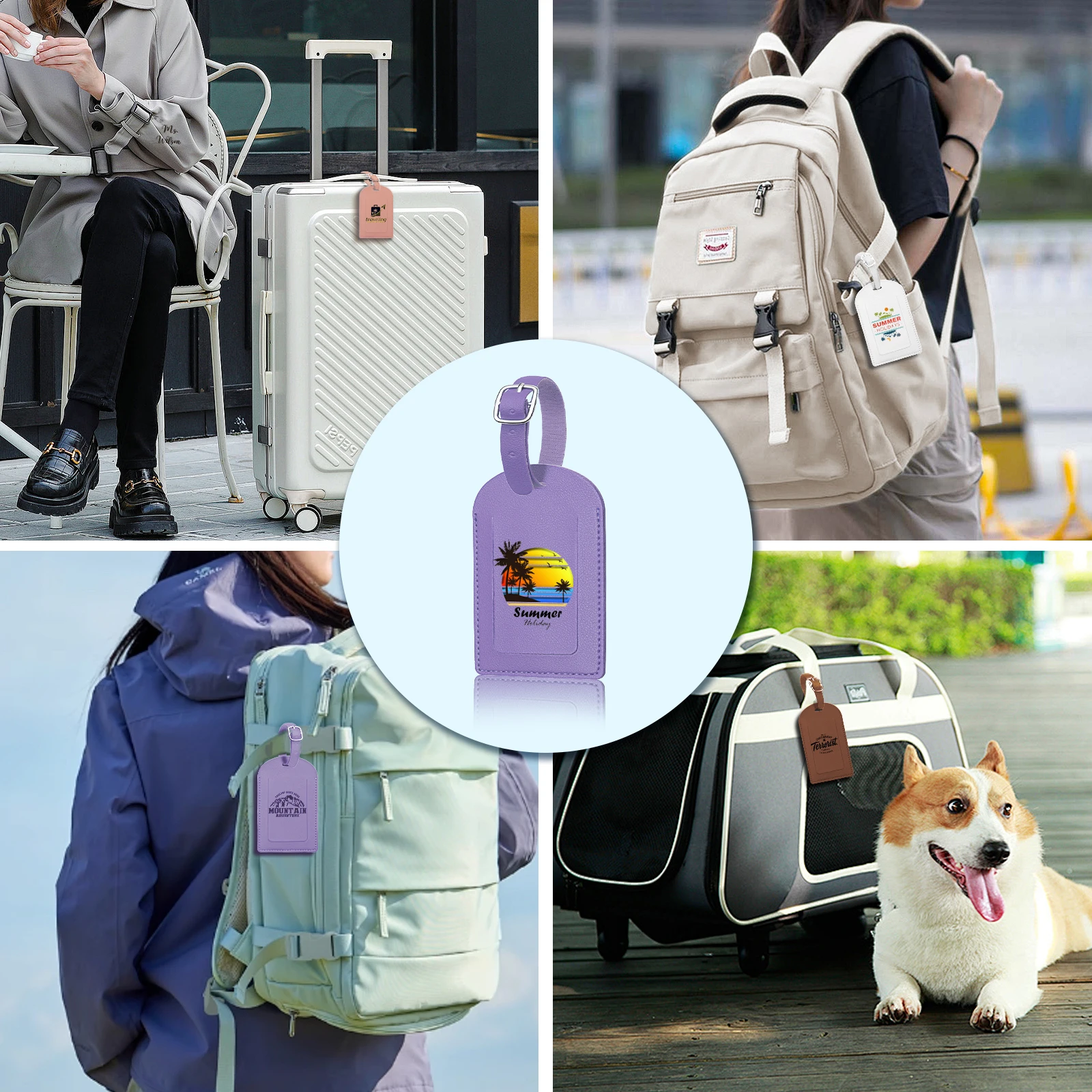 10pcs Free Custom Name Multi-color Airplane Boarding Passes Creative Travel Box Checked in Smooth Pu Leather Luggage Tags Gifts
