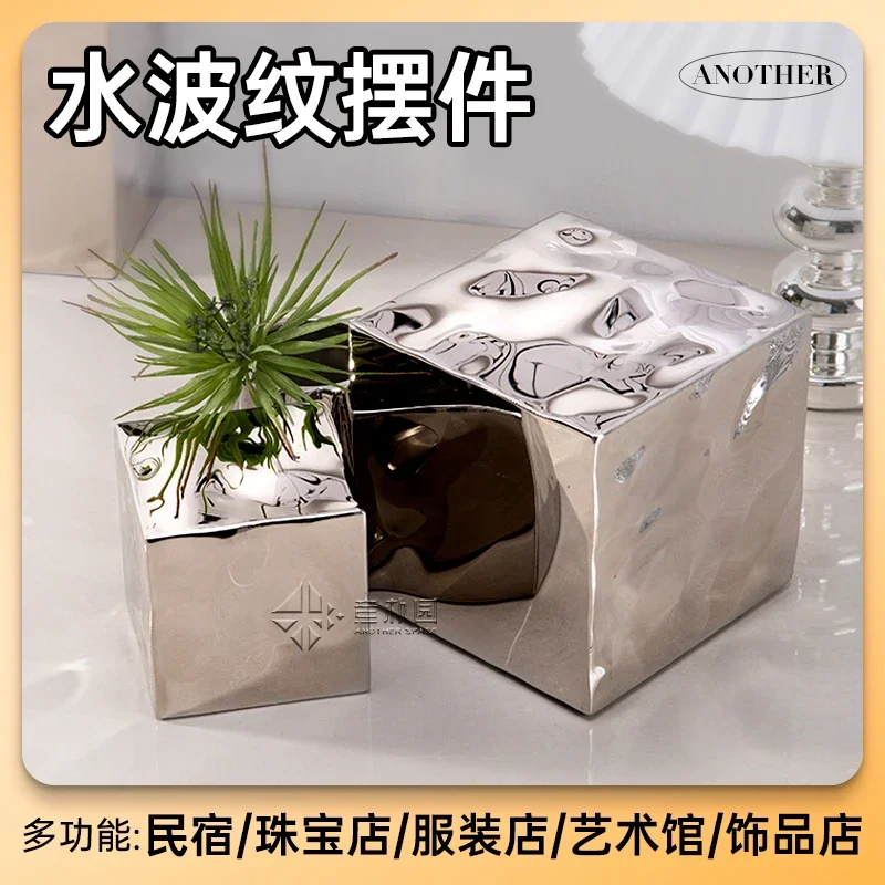 

Stainless steel mirror stage Nakajima platform clothing store display window ornament display model base silver bar counter