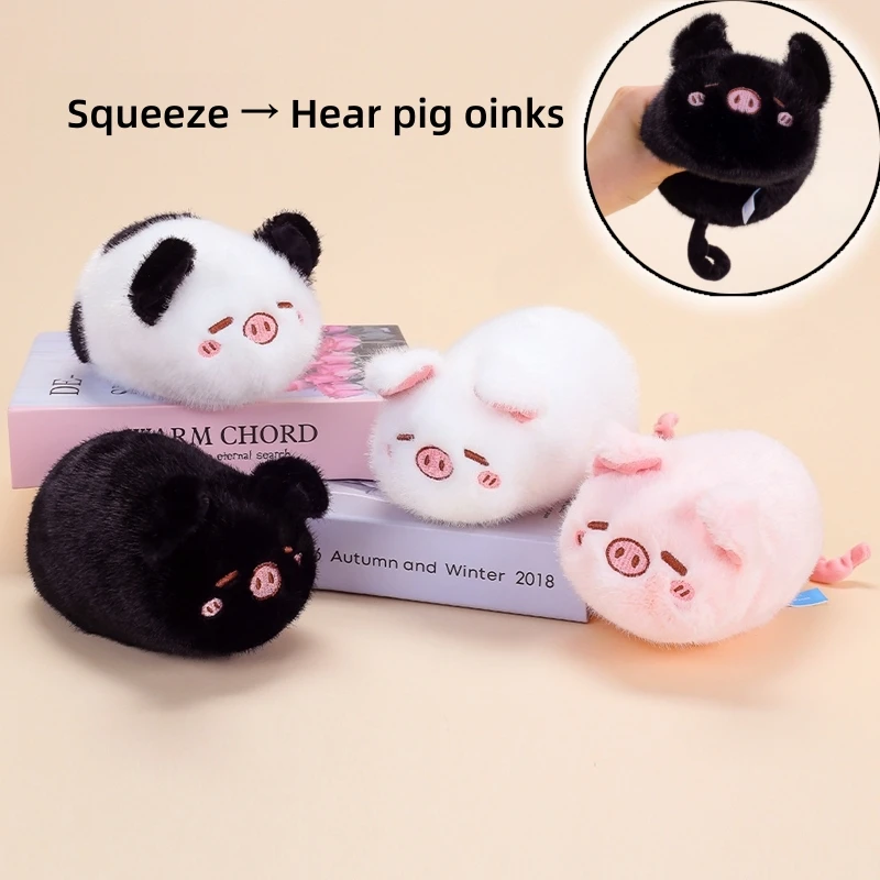 Cute Pig Plush Stress Relief Toy Cartoon Animal Squeeze activated pig oink sound Toy Stuffed Decoration for Birthday Xmas Gift