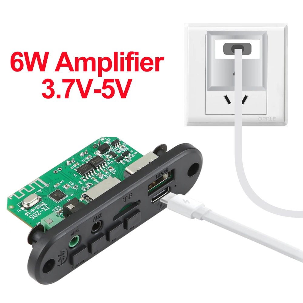 DC 5V Bluetooth 5.0 płyta dekodera MP3 6W wzmacniacz MP3 obsługuje nagrywanie rozmów 3.5mm USB TF FM dla głośnik samochodowy modułu