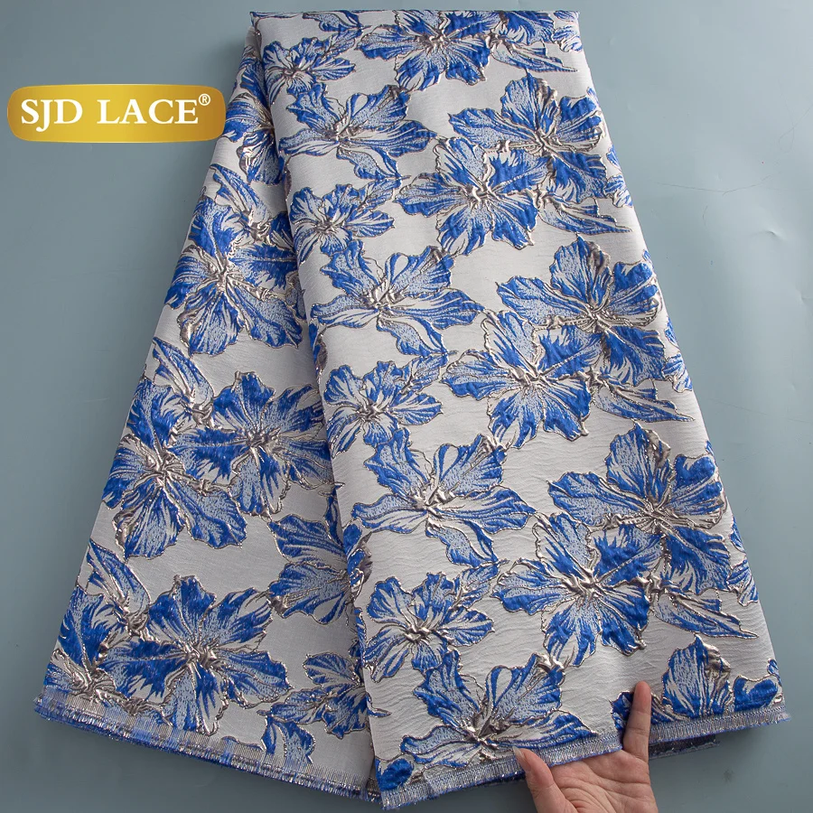 SJD LACE African French Tulle Brocade Lace Fabrics Damask Lace 2026 Latest Nigerian Gilding Jacquard for Women Party Dress 4396