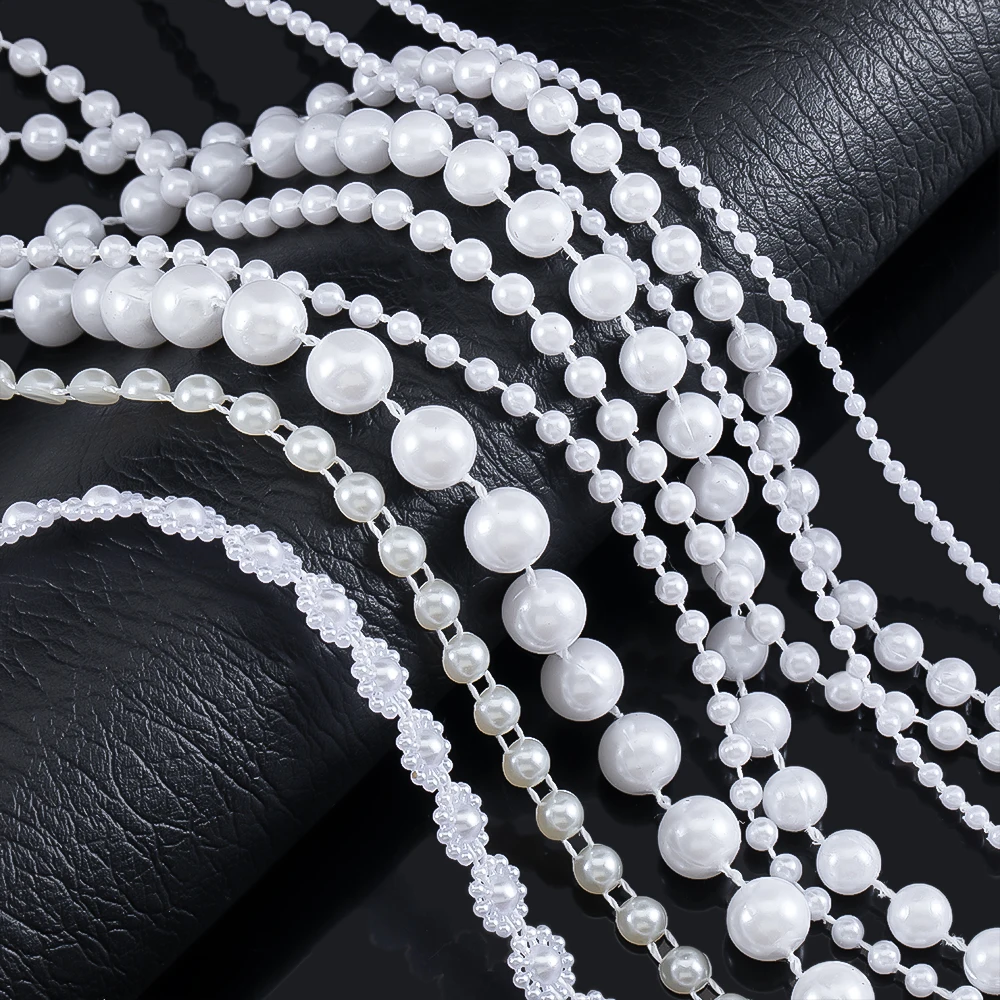 

ABS Imitation Pearl Bead Chain Line Cord Thread Trim for DIY Wedding Party Decoration & Jewelry Findings Crafts Accessories