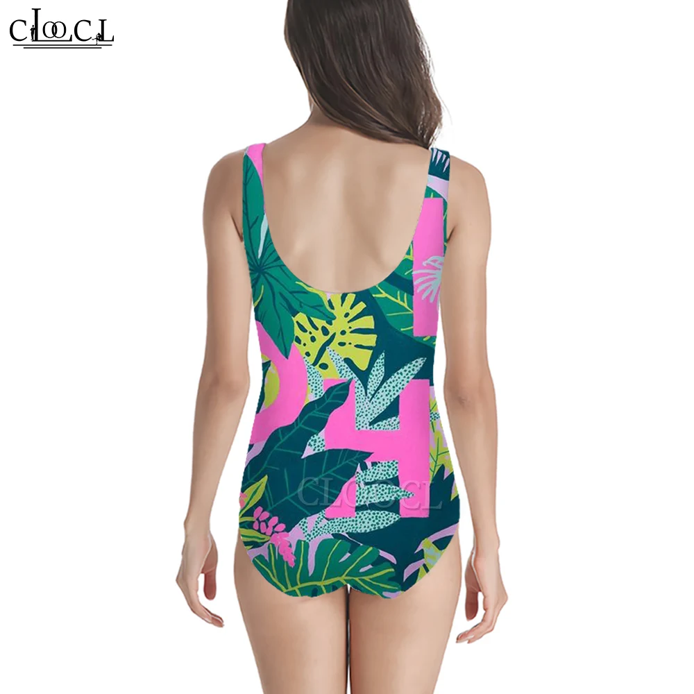 CLOOCL Women Swimsuit European Leaf Printed Sportswear Bathing Backless One-Piece Swimwear Sexy Beach Clothes Ladies Gifts