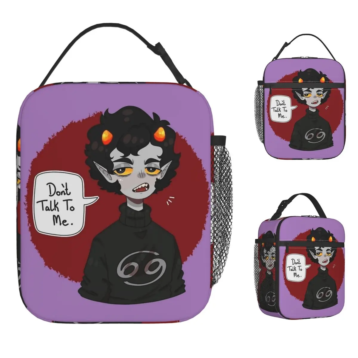 

Homestuck Karkat Vantas Dont Talk To Me Сумка для обеда Kawaii Офисная сумка-холодильник Портативная изолированная сумка-тоут Оксфорд для еды