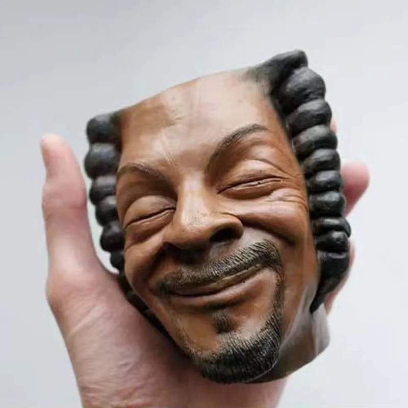 Rapper Snoop Dogg Flower Pot Human Face Vase Man Human Smile Face Planter Pot Pen Pencil Holder Desktop Home Garden Decor