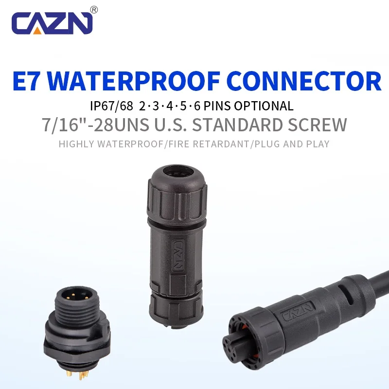 E7 Threaded Field Installable Mating Plug Male Female 2-8 Pin Straight IP67 for Industrial Automation & Outdoor Devices