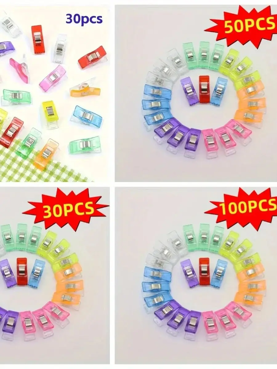 30/50/100 Kleurrijke Plastic Randclips, Naaiclips, Ondergoedclips, Strikclips, Universele Kledingclips, Hulpmiddel voor Handgemaakte Ambachten - afbeelding 2