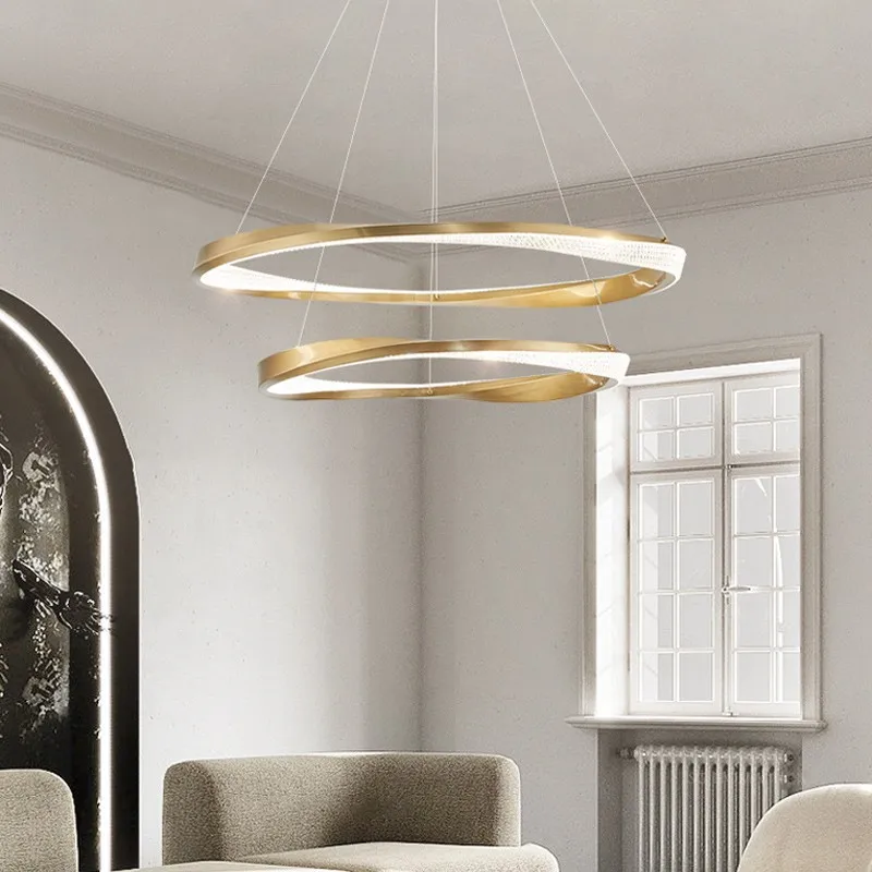 Plafonnier LED suspendu en forme d'anneau irrégulier, design moderne de luxe, luminaire décoratif d'intérieur, idéal pour un salon, une salle à manger, une cuisine ou un hôtel