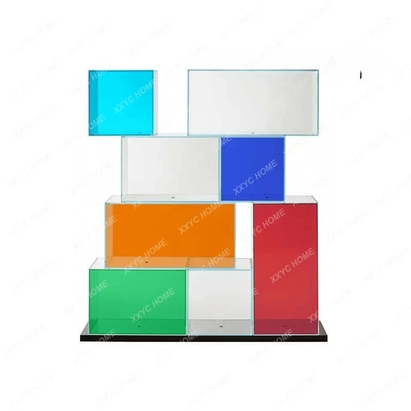 

Italian1 color transparent glass display stand art design living room storage cabinet