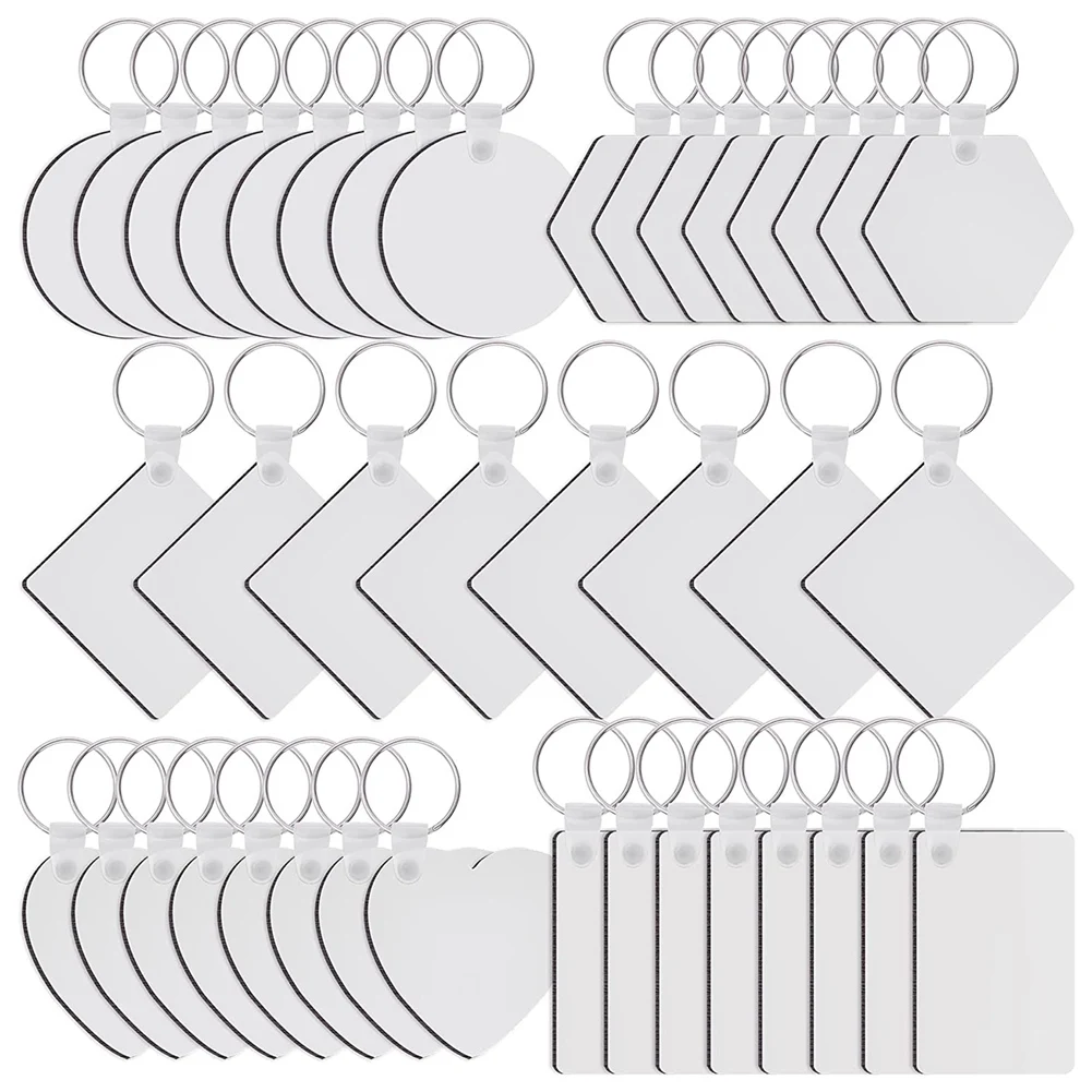 

EYFL-Key Ring Sublimation Blanks Set for Keychain Heat Transfer Keychain MDF Blanks with Key Rings, Double-Side Printed