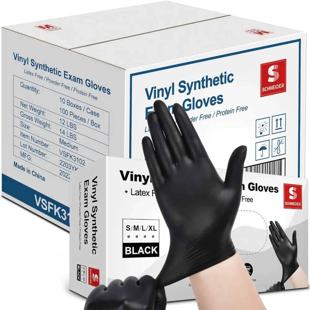 Vinyl Synthetic Exam Gloves 4 Mil Latex Free Disposable for Medical Cooking Cleaning Food Prep