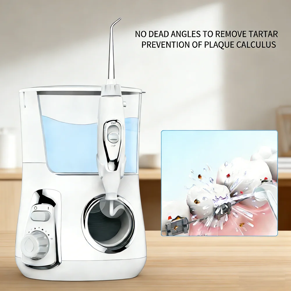 

Desktop Dental Water Flosser 800ML, 10 Adjustable Modes, 5 Nozzles, Oral Spa Machine for Long-Term Fresh Breath & Hygiene