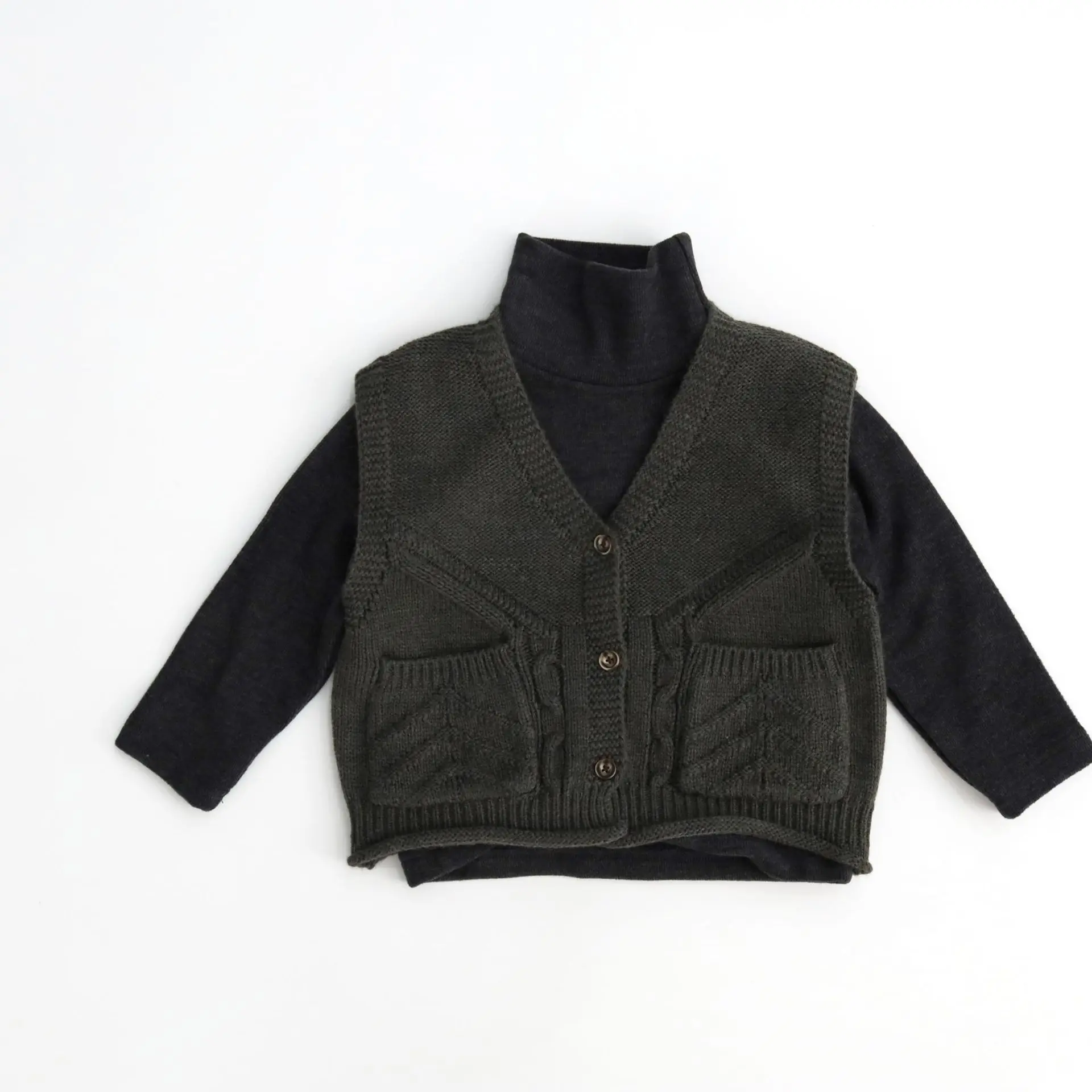 

Повседневный жилет для мальчиков, кардиган, детская одежда, новинка зимы 2025 года, детский свитер с воротником и длинными рукавами, хлопковый теплый вязаный пуловер для девочек