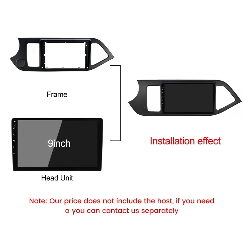 MEKEDE 9-inch car intelligent radio with plastic frame suitable for Kia Morning News 2011-2017 L car radio panel frame cable set