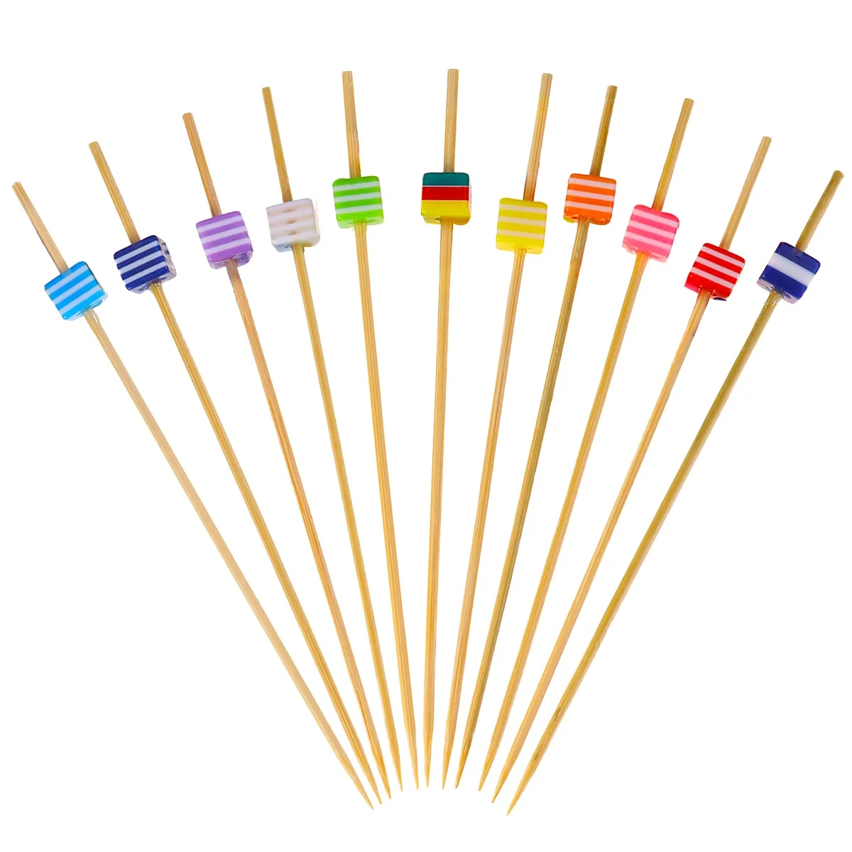 

100pcs Handmade Bamboo Cocktail Picks Elegant Fruit Sticks Appetizer Decor For Bar Ktv Clubs Sandwich Burgers Garnish Display