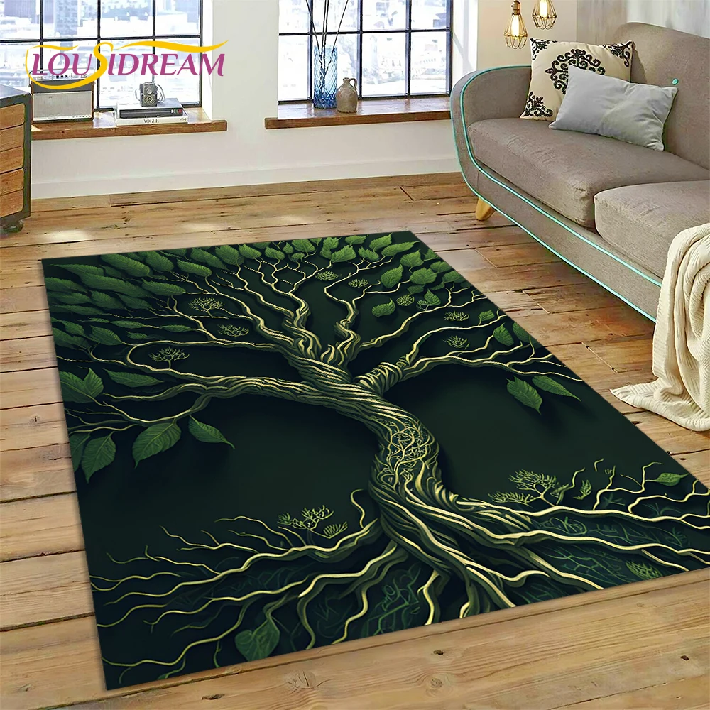 3D Tree of Life Nature Viking Yggdrasil Norse Rug Carpet for Living Room Bedroom Decor,Non-slip Decoration for Sofa Doormat Gift