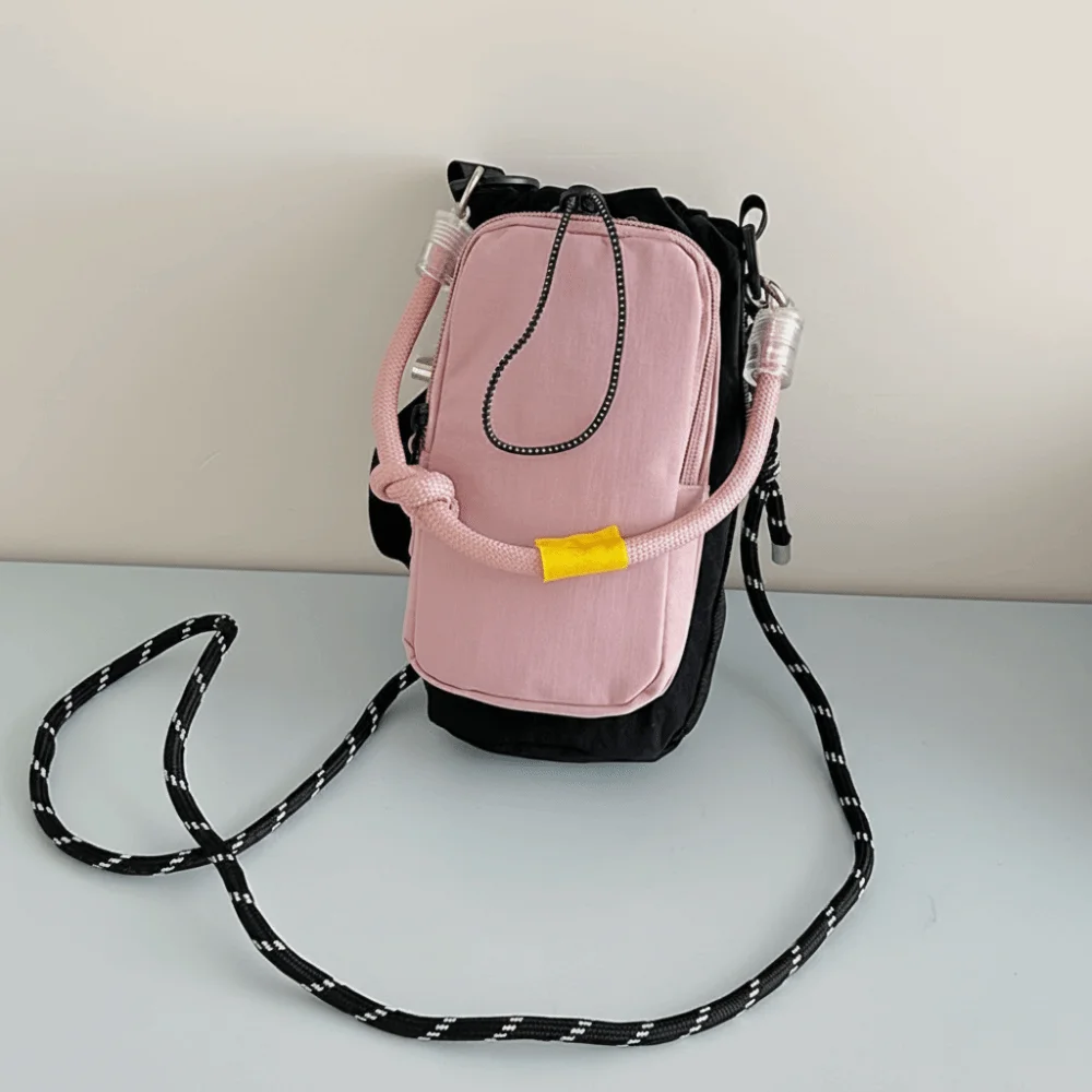 

Fashion Nylon Shoulder Bag Solid Color Waterproof Coin Pouch Sports Mobile Phone Pack
