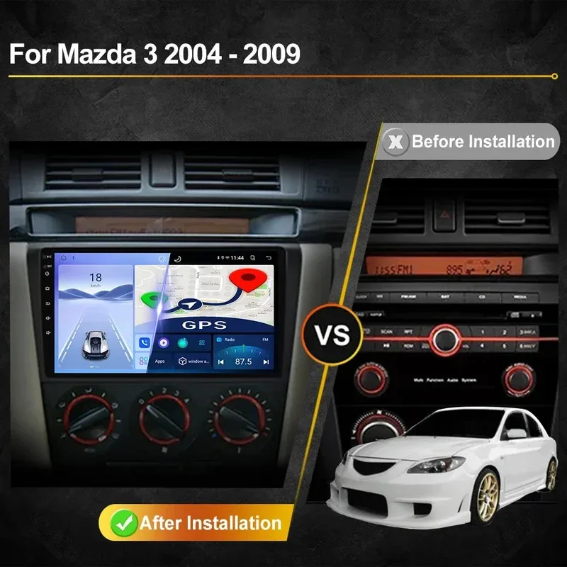 For Mazda 3 2003 - 2009 Android Car Radio Automotive Multimedia Video Player Navigation GPS Carplay Touch Screen Auto Stereo