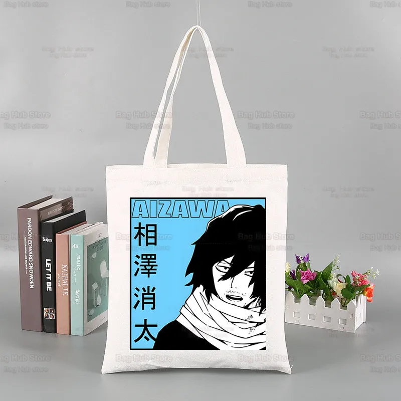 Sacola de lona reutilizável, Meu herói Academia Bolsas, Bakugou Anime Shopper Bags, Travel Shopping, Midoriya Izuku, Eco, Bolsa de Ombro