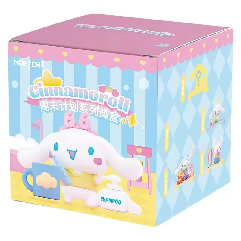 Série Sanrio Cinnamoroll Blind Box, Plano Fim de Semana, Nano Sanrio Mystery Box, Saco Aleatório, Kawaii Cute Figure Model, Kids Birthday Gift