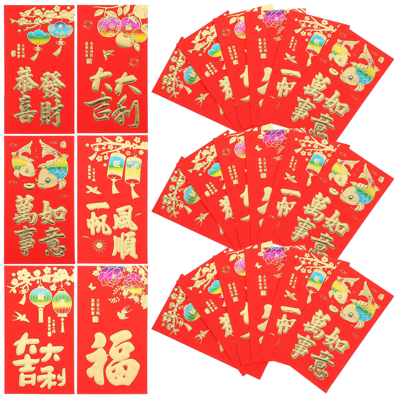30Pcs Red Envelope Chinese Style New Year Money Pocket Delicate Paper Gift Packets Traditional Red Packets Bright Color