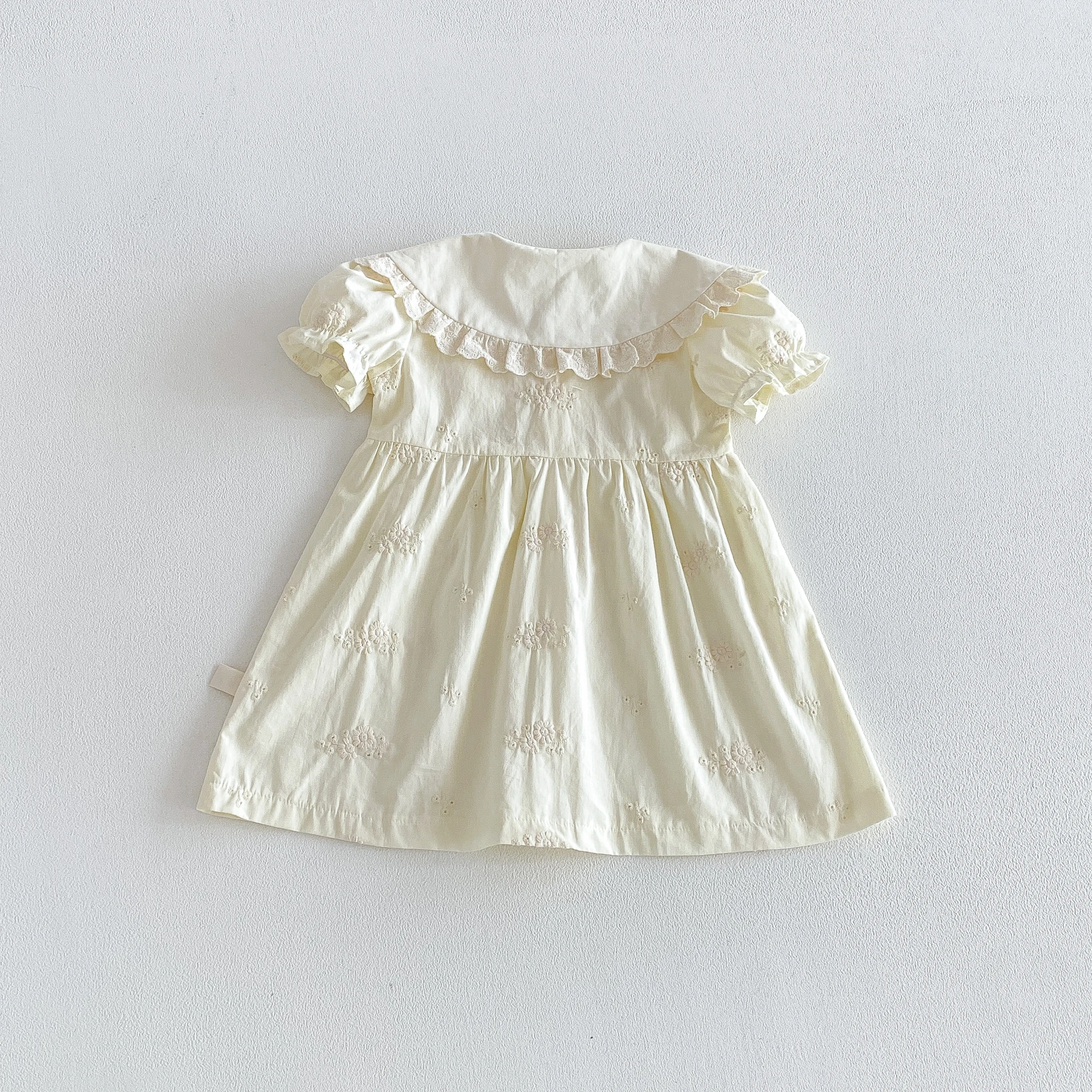 Sommerliches, stilvolles, mädchenhaftes, schleifenförmiges Babykleid für Mädchen, süßes Prinzessinnenkleid im koreanischen Stil für Kinder – Detail 4