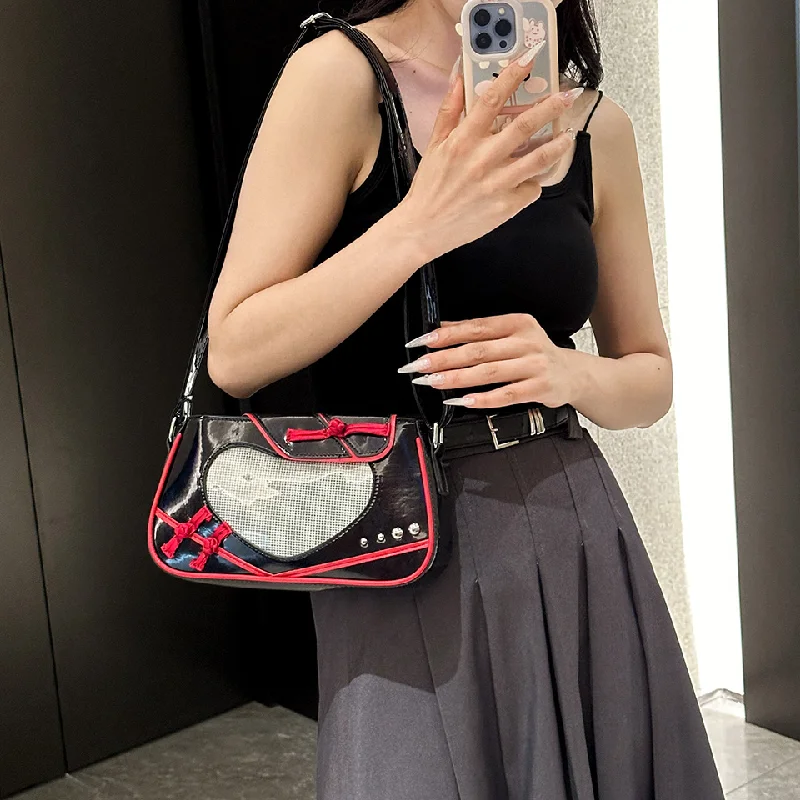 Japanese Black Ita Bag Women PVC Window Pin Patch Display Crossbody School Bag Lolita Girls Shoulder Bag Female Clear Handbag