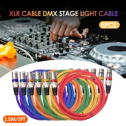 6pcs 1.5M/5ft XLR Cable DMX Stage Light Cable 3Pin XLR Male to Female for Moving Head Light Spotlight Par Light Microphone Mixer