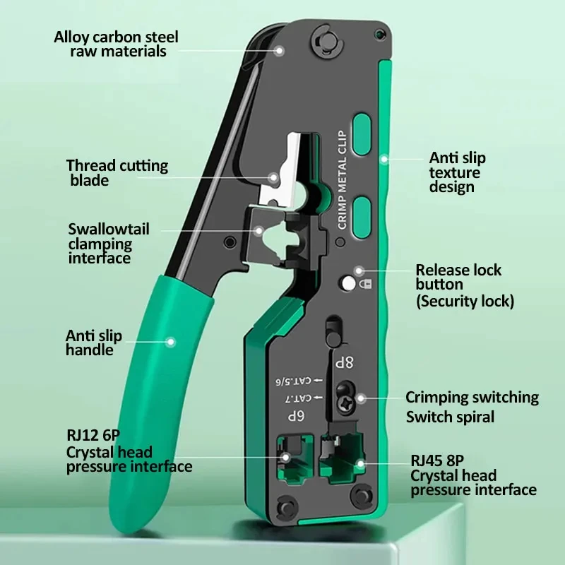 Multifunctional Network Cable Pliers Crimping Pliers universal wiring pliers Wire Stripper/Wire Cutter for CAT5 CAT6 CAT6A/7