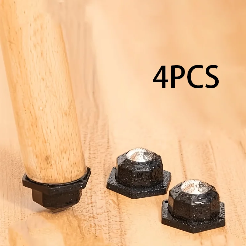 4PCS Self-adhesive 360° rotating casters, easy to mount. Perfect for storage boxes, small home appliances, trash cans