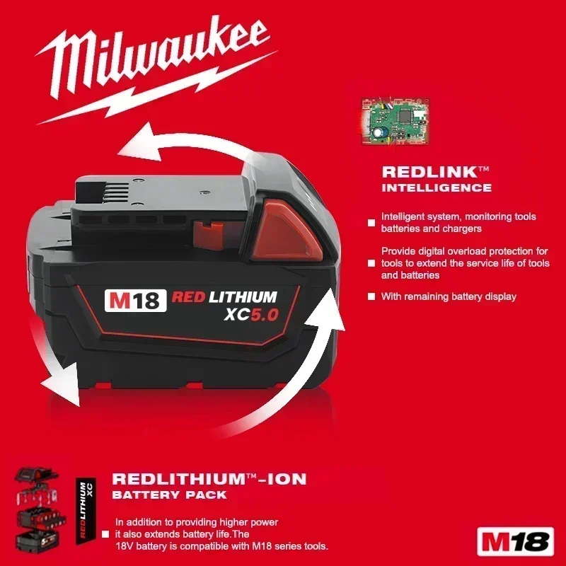 الأصلي ميلووكي M18 أداة السلطة بطارية XC 18 فولت 6000 مللي أمبير M18B4 M18B5 48-11-1815 48-11-1860 M18B5 بطارية ليثيوم قابلة للشحن